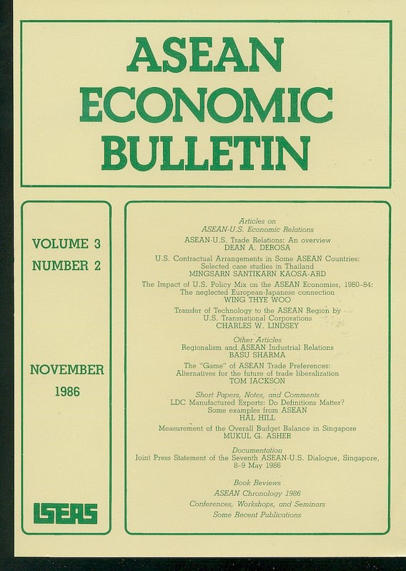 ASEAN Economic Bulletin Vol. 3/2 (Nov 1986)