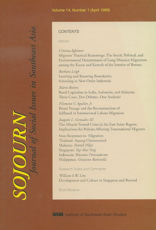 SOJOURN: Journal of Social Issues in Southeast Asia Vol. 14/1 (Apr 1999)