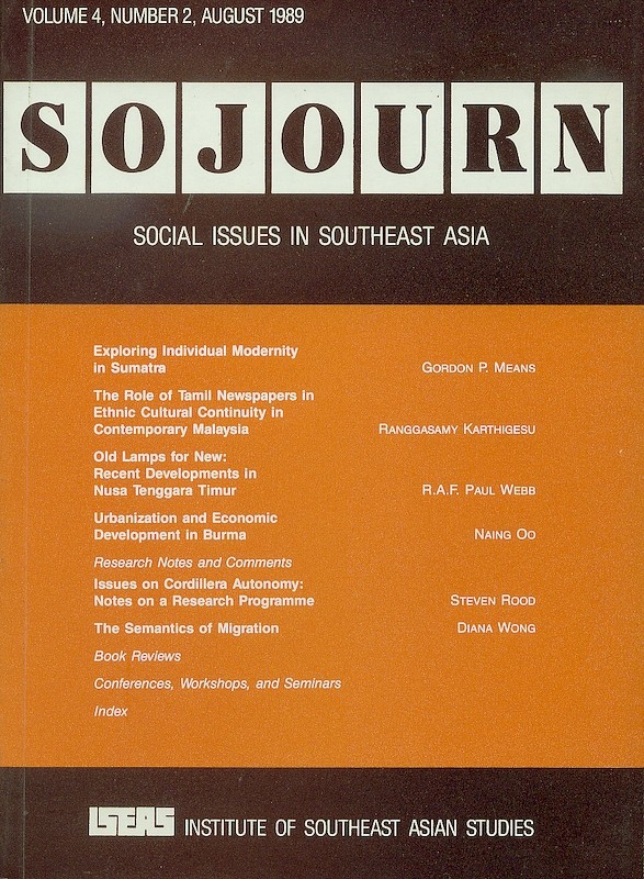 SOJOURN: Journal of Social Issues in Southeast Asia Vol. 4/2 (Aug 1989)