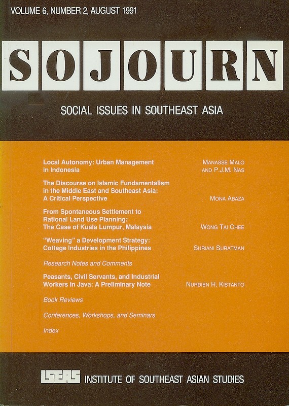 SOJOURN: Journal of Social Issues in Southeast Asia Vol. 6/2 (August 1991)